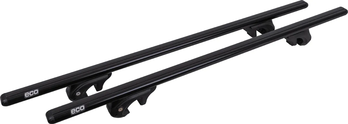 Eco Alubase 135 Dachträger - universeller Aluminium-Dachträger für offene Dachreling (schwarz)