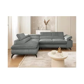 S-Style Eckcouch Cord 2-Sitzer Grau