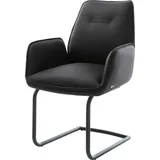 DeLife Freischwinger Zoa-Flex Echt-Leder Schwarz Freischwinger rund Schwarz Taschenfederkern,