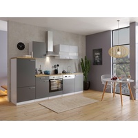 Respekta Küchenzeile Küchenblock Leerblock Einbauküche 280 cm weiss grau