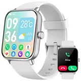 Smartwatch Damen mit Telefonfunktion, Alexa eingebaute, 1.8'' Fitnessuhr Damen mit Herzfrequenz, SpO2, Schlaf, Stress Monitor, 100+ Sportmodi, IP68 Wasserdicht Schrittzähler Uhr Damen für Android iOS