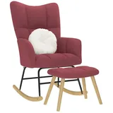 vidaXL Schaukelstuhl Weinrot Schaukelsessel Schaukelsessel mit Hocker 61x78x95 cm Stoff rot