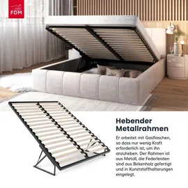 Fdm Bett FLORIDA 120x200 cm mit Lattenrost Stauraum Doppelbett Samt weiß Bettkasten