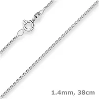 Schmuck Krone Goldkette 1,4mm Panzerkette aus 585 Weißgold 38cm, Gold 585 silberfarben