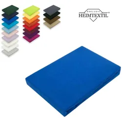 EXKLUSIV HEIMTEXTIL Jersey Spannbettlaken Spannbetttuch Bettlaken Marke Rundumgummizug 180 - 200 x 200 cm Royalblau