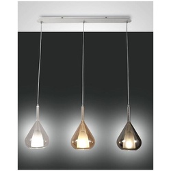 Fabas Luce Lila Pendelleuchte E27 3X40W Metall weiss und drei Borsilikatgläser in verschiedenen Farben Amber grau transparent und transparent