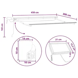 vidaXL Manueller Markisenrahmen mit LEDs Sand 4,5 × 3 m