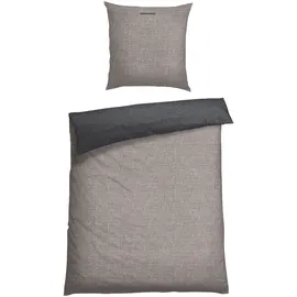 SCHIESSER Doubleface Renforcé silber/schwarz 155 x 220 cm + 80 x 80 cm