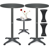 KESSER KESSER® 2in1 Stehtisch Bistrotisch Aluminium Edelstahlplatte höhenverstellbar 70cm / 115cm Partytisch Tisch In- & Outdoor Hochzeit Empfangstisch 4 Standfüße und Regencover