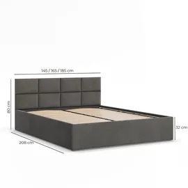 mebligo Polsterbett 180 x 200 cm Grau