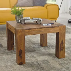 KADIMA DESIGN Couchtisch Massiv-Holz Sheesham 60 cm breit Wohnzimmer-Tisch Design dunkel-braun Landhaus-Stil