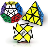ROXENDA Zauberwürfel Set, Pyramide Dodekaeder Windmill Speed Würfel - Magic Puzzle Cube Kollektion für Kinder & Erwachsene [3 Pack]