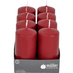 Müller Kerzen Stumpenkerze, weinrot 2481206047 , 1 Packung = 8 Stück, (Ø x H): 57 x 120 mm