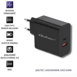 Qoltec 51716 Netzgerät/Wechselrichter Indoor 63 W Schwarz - Schwarz