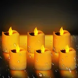 6 Stück Solarkerzen Außen Wasserdicht, Solar Teelicht Außen, Flackernde Solar Kerzen Outdoor, Flammenlose Kerzen LED Solar Teelichter für Außen, Garten, Laterne, Balkon, Camping, Party, Hochzeit (A)