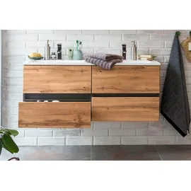 WELLTIME Waschbeckenunterschrank WELLTIME "Lucca", braun (eichefarben), B:120cm H:56cm T:47cm, Schränke, Waschbeckenunterschrank, Badmöbel, Waschtisch inkl. Waschbecken, Breite 120 cm