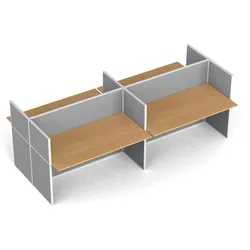 Tischtrennwand-Set mit Tisch PRIMO, Textil, 4 Plätze, grau/Buche