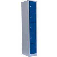 Lüllmann Schließfachschrank X-520511, aus Metall, 5 Fächer, 31 x 180 x 50cm, blau