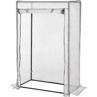 Outsunny Foliengewächshaus, Weiß, Metall, Kunststoff, 50x150x101 cm, Gartenzubehör, Hochbeete