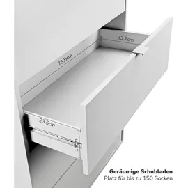 mokebo Kommode mit 4 Schubladen in Weiß Die Stilvolle Highboard Anrichte oder Sideboard