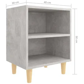 vidaXL Nachtschrank mit Massivholz-Beinen 40 x 30 x 50 cm Betongrau