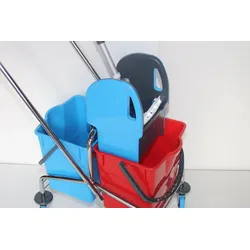 CleanSV® Wischset chrom Laschenmop 50 cm Lamo, Ablage, Reinigungswagen 2 x 18 Liter Eimer, Presse, Deichsel, 1 Laschenmop Halter Lamo, 3 x Laschenmop