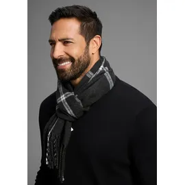 MAN'S WORLD Schal MAN'S WORLD, Damen, anthrazit, weiß, Web, Obermaterial: 100% Polyacryl, gemustert, kariert, unifarben mit Farbeinsatz, Modetücher Schal, mit dezent-auffälligem Karomuster - NEW