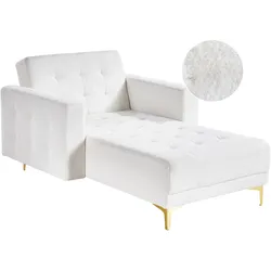 Chaiselongue ABERDEEN Bouclé Cremeweiß