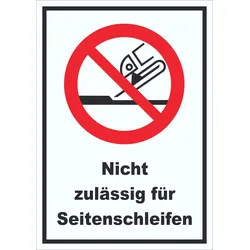 Nicht zulässig für Seitenschleifen Schild A5 (148x210mm)