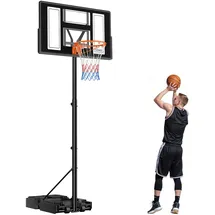 Vevor tragbarer Basketballständer, 1,35 bis3,05 m höhenverstellbarer Basketballkorb, verstellbare Basketballanlage mit Nylonnetz & Rollen, tragbares Backboard-Set für Terrassen Poolrand