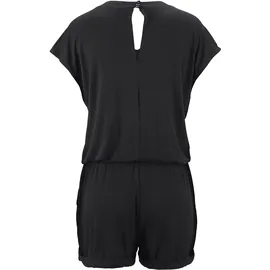 LASCANA Kurzoverall mit V-Ausschnitt, elastischer Jumpsuit mit Taschen schwarz 34