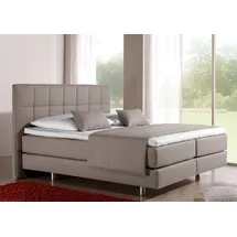 Home Affaire Boxspringbett HOME AFFAIRE "Neon", beige, B:118cm L:210cm, Strukturstoff-Bezug (100% Polyester), Komplettbetten, Boxspringbett, in 3 Matratzenarten, feine Steppung im Kopfteil, 2 Härtegrade