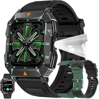 für Herren mit Telefonfunktion Taschenlampe, AMOLED 5ATM Fitnessuhr mit Schrittzähler, Herzfrequenz,  Schlafmonitor, 123 Sportmodi Aktivitätstra... - Grün