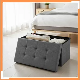 Relaxdays Sitzbank Truhenbank Dunkelgrau 76 x 38 x 38 cm