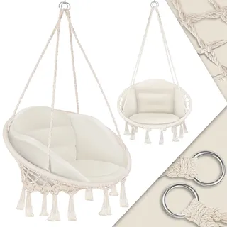 Kesser KESSER® Hängesessel mit Kissen - Chill Hängestuhl zum Aufhängen für Erwachsene & Kinder Hängematte bis 150 kg Hängesitz Aufhängung Indoor & Outdoor Wohn & Garten Terrasse