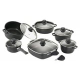 Karcher Aluguss-Topf-Set 6-tlg. schwarz 3 x Kochtopf + Stielkasserolle + Schmorpfanne + Rechteckpfanne