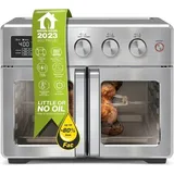 TurboTronic digitaler Heißluftofen - XXL 32 Liter mit Drehspieß 4in1 Mini Backofen & Power Heißluftfritteuse Airfryer