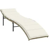 vidaXL Sonnenliege mit Kissen Beige 55x199x50 cm Poly Rattan