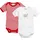 Playshoes - Kurzarm-Body BABY WAL 2er-Pack in weiß/rot, Gr.74/80