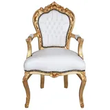 Barock Sessel Antik Armlehnsessel Weiss Gold Stuhl Sessel Esszimmerstuhl Vintage