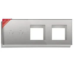 BSEED-Glas-Dreifachpanel für Schalter und Steckdosen Grau Zweipolig Öffnung Öffnung