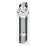 Pendeluhr AMS Wanduhr 5262 Funk mit Pendel Holzrückwand , geschliffenes Aluminium