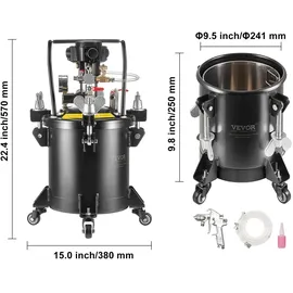 Vevor Druckbehälter für Sprühfarbe, 10 L vollautomatischer Druckbehälter mit Rührfunktion, 70 psi Einstellbarer Druck, Druckbehälter, Farbbehälter mit Spritzpistole und Schläuchen, für Malerei usw.