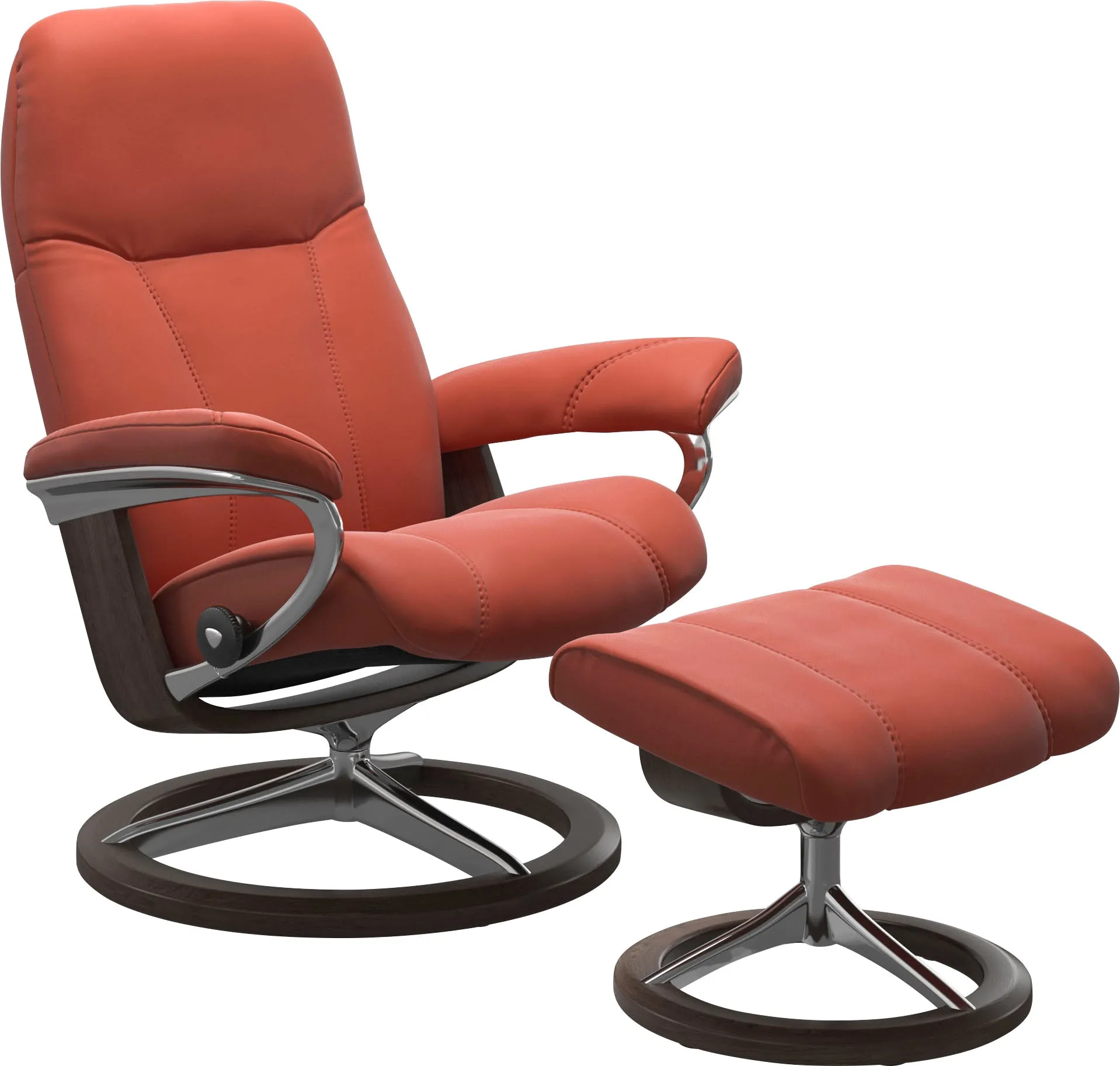 Fußhocker STRESSLESS "Consul" Hocker Gr. Gr. B/H/T, Material Bezug, Material Gestell, braun (henna) mit Signature Base, Gestell Wenge