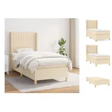 vidaXL Boxspringbett mit Matratze Creme 80x200 cm Stoff