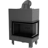 Kamineinsatz aus Stahl MBM rechts 10 kW Ø 200 gebogenes Glas schwarz Verkleidung - Schwarz