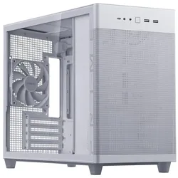 ASUS Prime AP201 Tempered Glass MicroATX Gehäuse Weiß, unterstützt 360-mm-Kühler, ATX-Netzteile