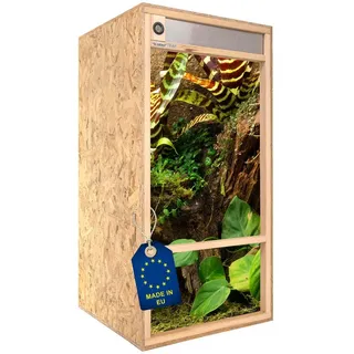 Ita Hochterrarium 60x120x60 cm mit Frontbelüftung & Integriertem Hygrometer - Holz Terrarium aus OSB-3 Platten - Terrarien für Reptilien, Schlangen, Amphibien - EU Produkt, FSC Zertifiziert