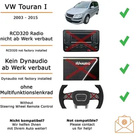 JUST SOUND best choice for caraudio Autoradio Einbaupaket JBL Celebrity 150 passend für VW Touran I Schwarz | Bluetooth USB