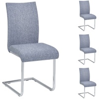IDIMEX Freischwinger Esszimmerstuhl Küchenstuhl Stühle Esszimmer 4er Set Stoff grau